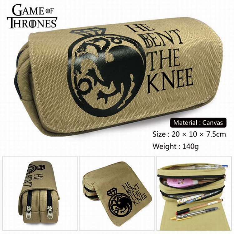 Game of Thrones Canvas Multifunction Double layer Zipper Flip cover Pencil Bag