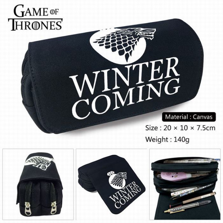 Game of Thrones Canvas Multifunction Double layer Zipper Flip cover Pencil Bag