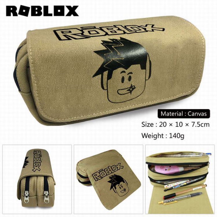 Roblox Virtual reality Canvas Multifunction Double layer Zipper Flip cover Pencil Bag