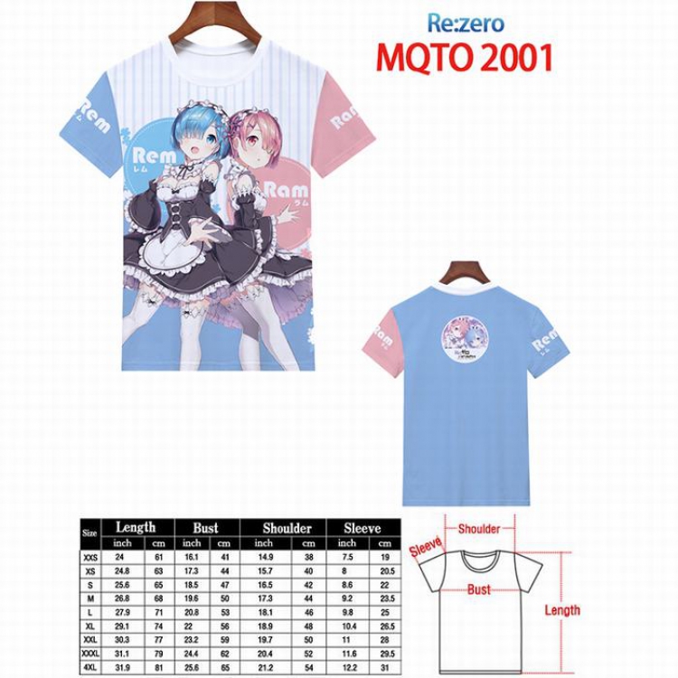 Re:Zero kara Hajimeru Isekai Seikatsu Full color printed short sleeve t-shirt 9 sizes from XXS to 4XL MQTO-2001