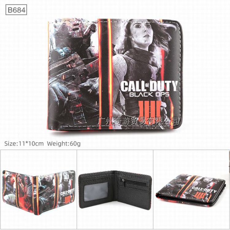 Call of Duty Full color Twill two-fold short wallet Purse 11X10CM