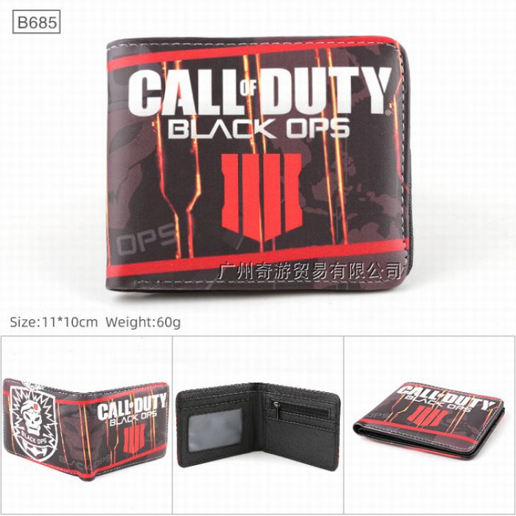 Call of Duty Full color Twill two-fold short wallet Purse 11X10CM
