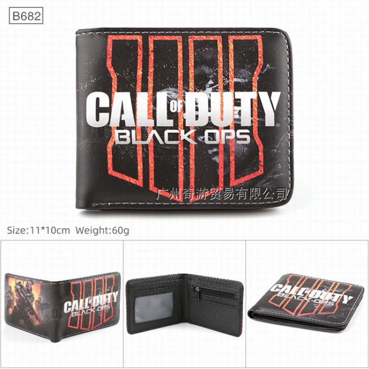 Call of Duty Full color Twill two-fold short wallet Purse 11X10CM