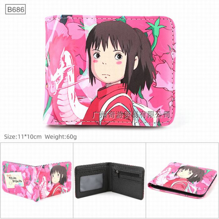 Spirited Away Full color Twill two-fold short wallet Purse 11X10CM