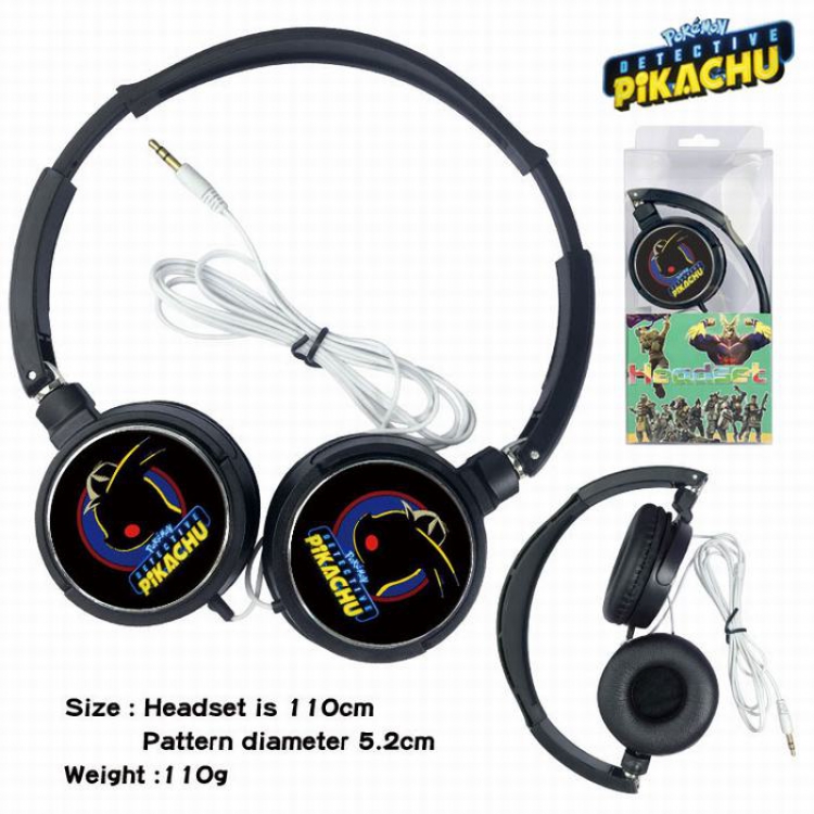Detective Pikachu Headset Head-mounted Earphone Headphone 110G