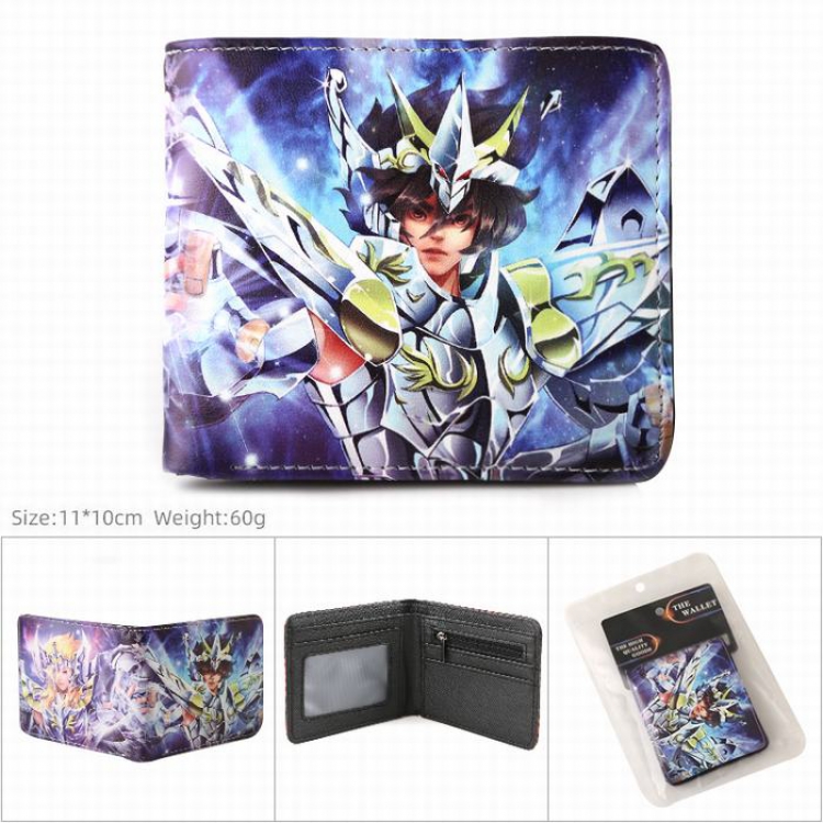 Saint Seiya Full color Twill two-fold short wallet Purse 11X10CM