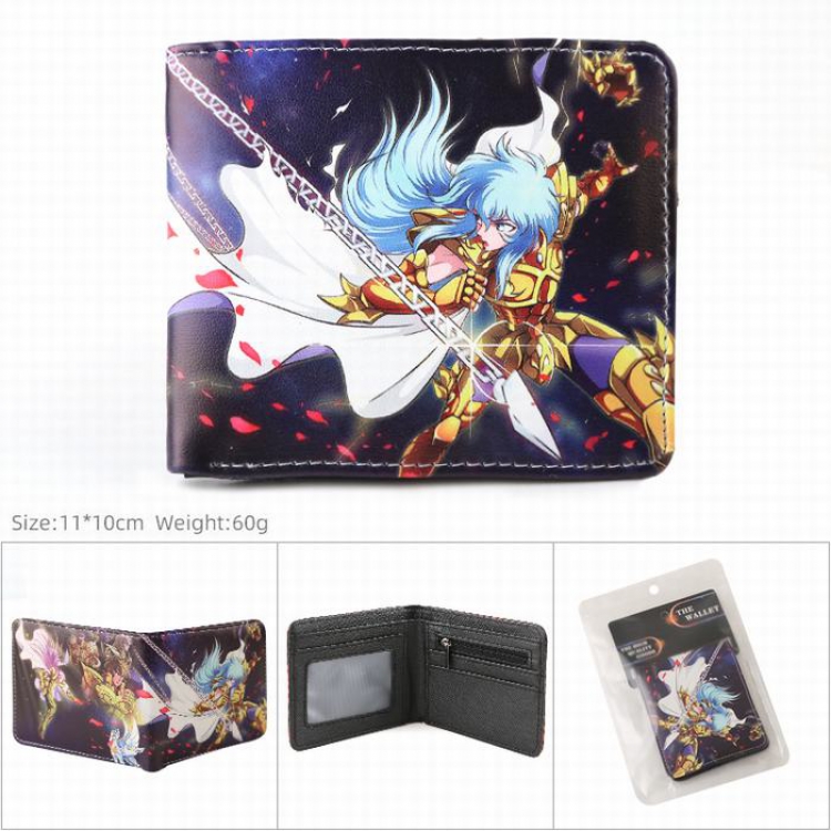 Saint Seiya Full color Twill two-fold short wallet Purse 11X10CM