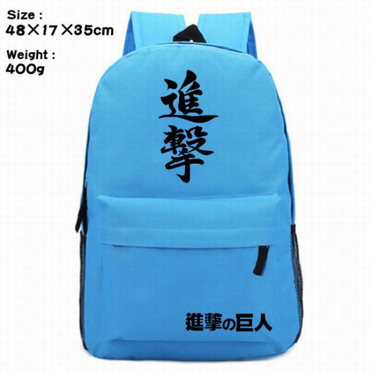 Shingeki no Kyojin-4 blue Anime around Silk screen polyester canvas backpack