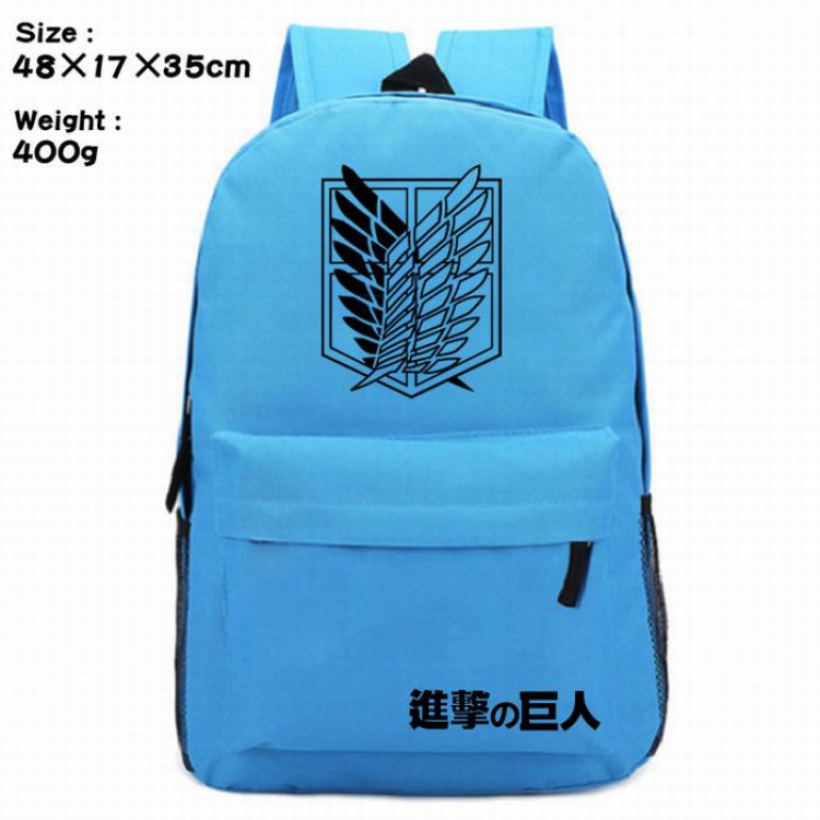 Shingeki no Kyojin-3 blue Anime around Silk screen polyester canvas backpack
