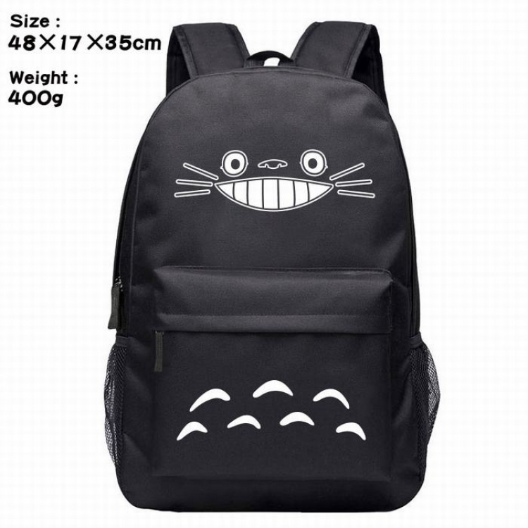 Totoro-1 blue Anime around Silk screen polyester canvas backpack