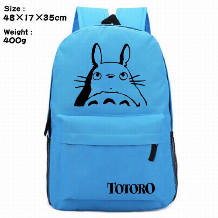Totoro-3 blue Anime around Silk screen polyester canvas backpack