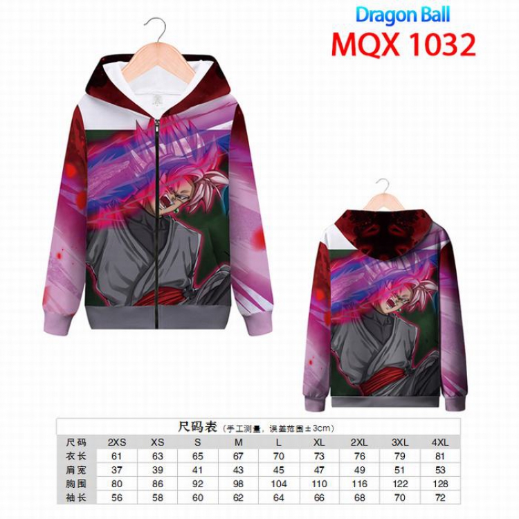 Dragon Ball Full color zipper hooded Patch pocket Coat Hoodie 9 sizes from XXS to 4XL MQX1032