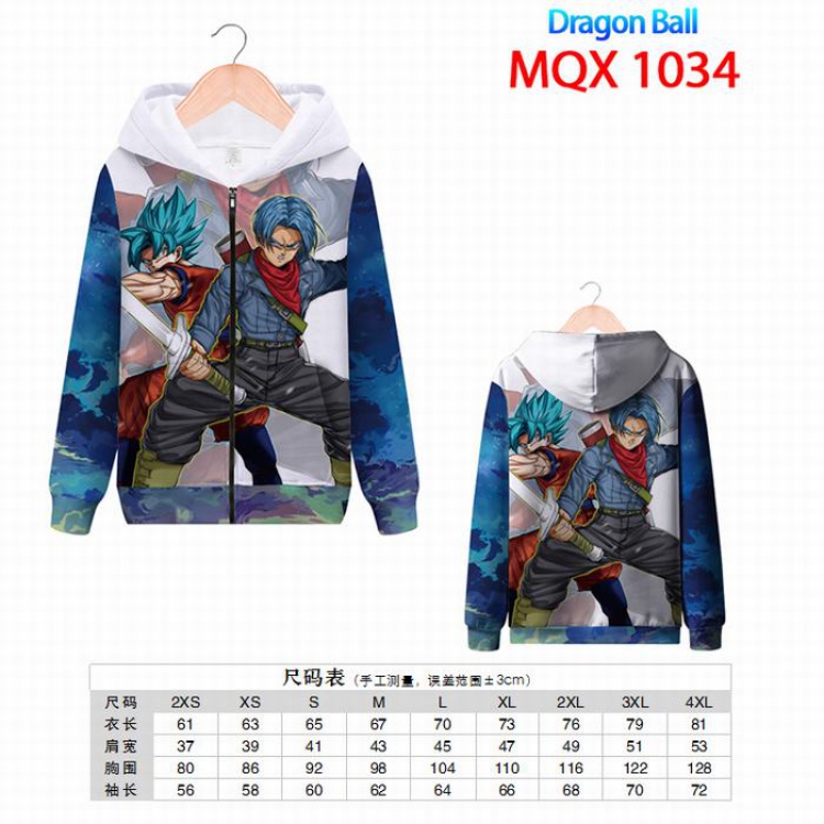 Dragon Ball Full color zipper hooded Patch pocket Coat Hoodie 9 sizes from XXS to 4XL MQX1034