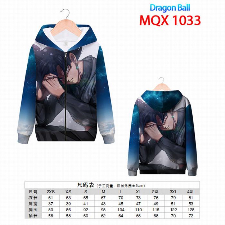 Dragon Ball Full color zipper hooded Patch pocket Coat Hoodie 9 sizes from XXS to 4XL MQX1033