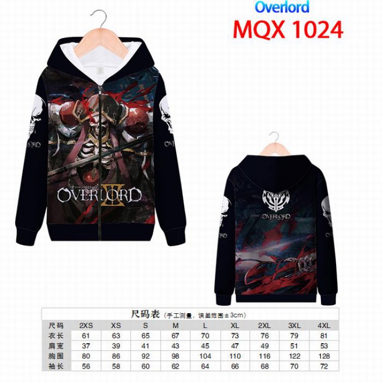 Overlord Full color zipper hooded Patch pocket Coat Hoodie 9 sizes from XXS to 4XL MQX1024