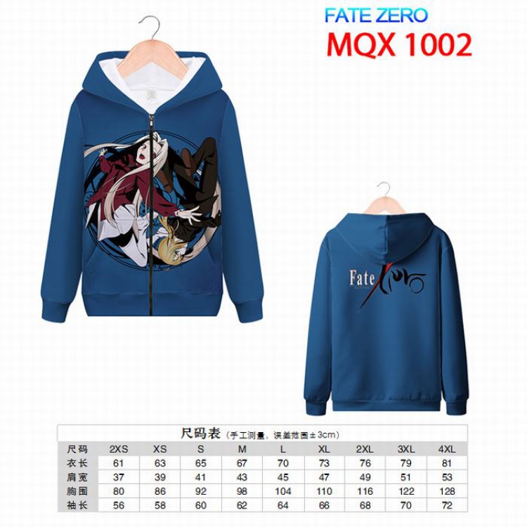 Fate stay night Full color zipper hooded Patch pocket Coat Hoodie 9 sizes from XXS to 4XL MQX1002