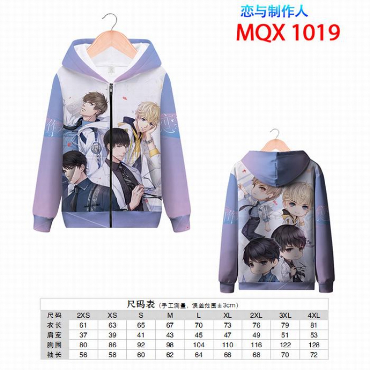 Love and Producer Full color zipper hooded Patch pocket Coat Hoodie 9 sizes from XXS to 4XL MQX1019