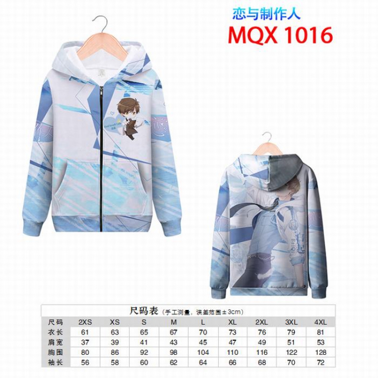 Love and Producer Full color zipper hooded Patch pocket Coat Hoodie 9 sizes from XXS to 4XL MQX1016