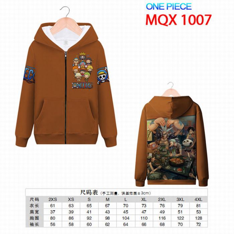 ONE PIECE Full color zipper hooded Patch pocket Coat Hoodie 9 sizes from XXS to 4XL MQX1007
