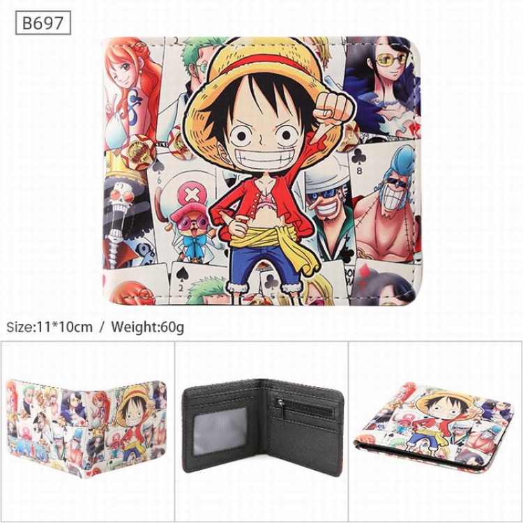 One Piece Luffy B697 PU Twill two-fold short wallet 11X10CM