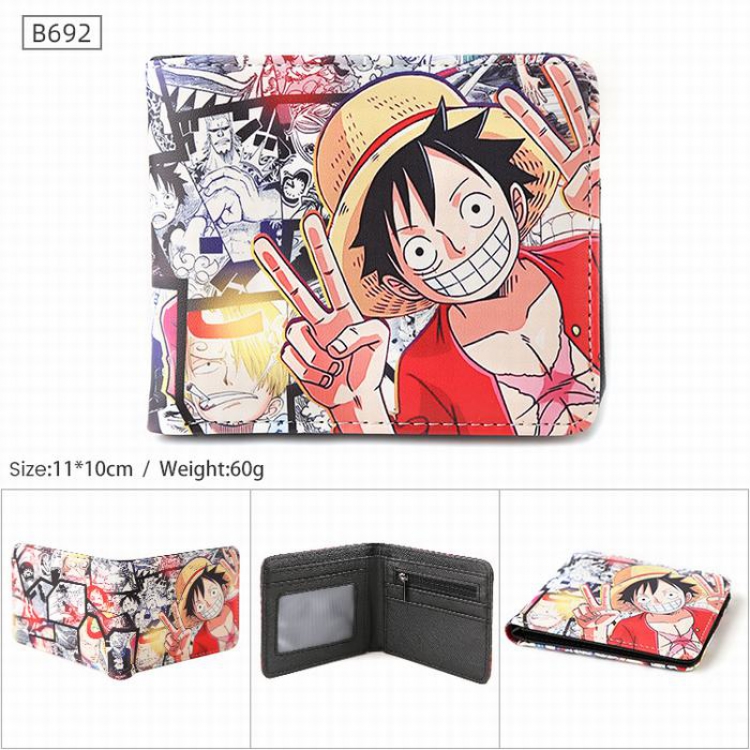 One Piece Luffy  B692 PU Twill two-fold short wallet 11X10CM