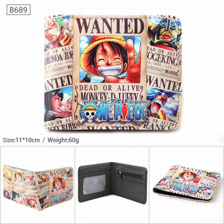 One Piece B689 PU Twill two-fold short wallet 11X10CM