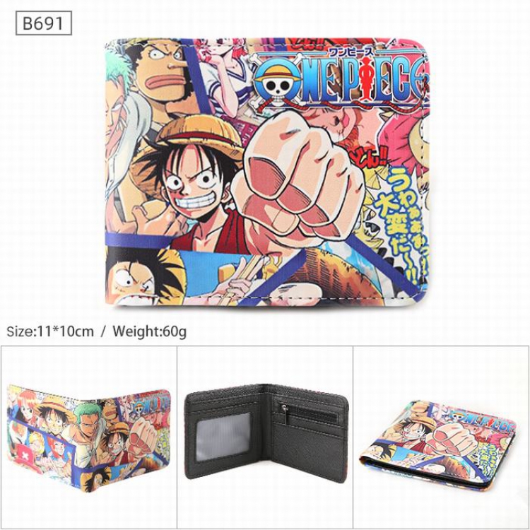 One Piece B91 PU Twill two-fold short wallet 11X10CM