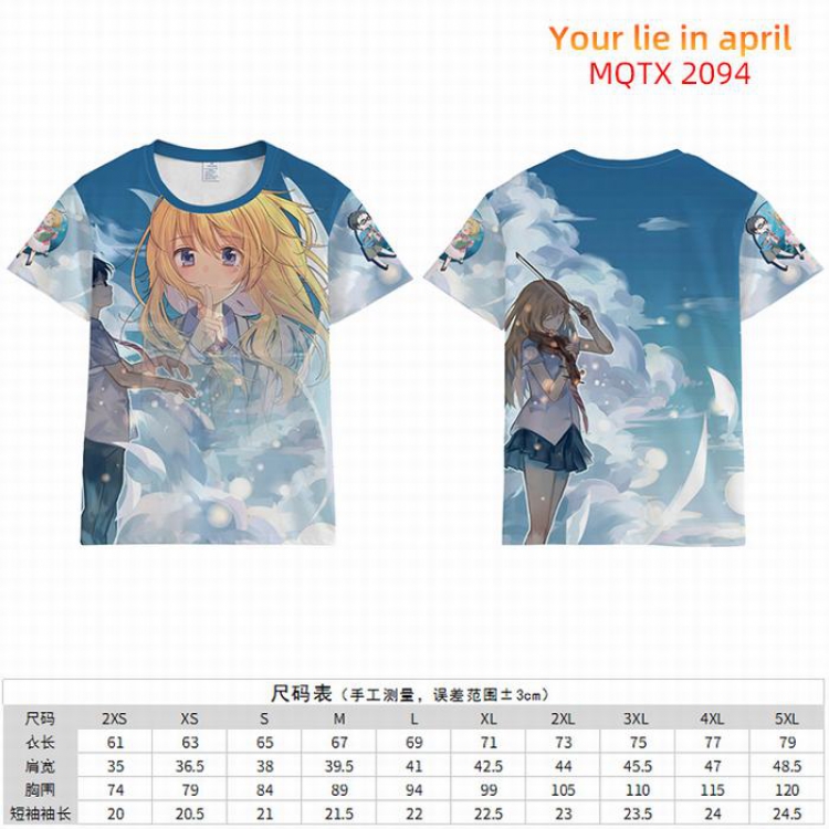 Your Lie in April Full color short sleeve t-shirt 10 sizes from 2XS to 5XL MQTX-2094