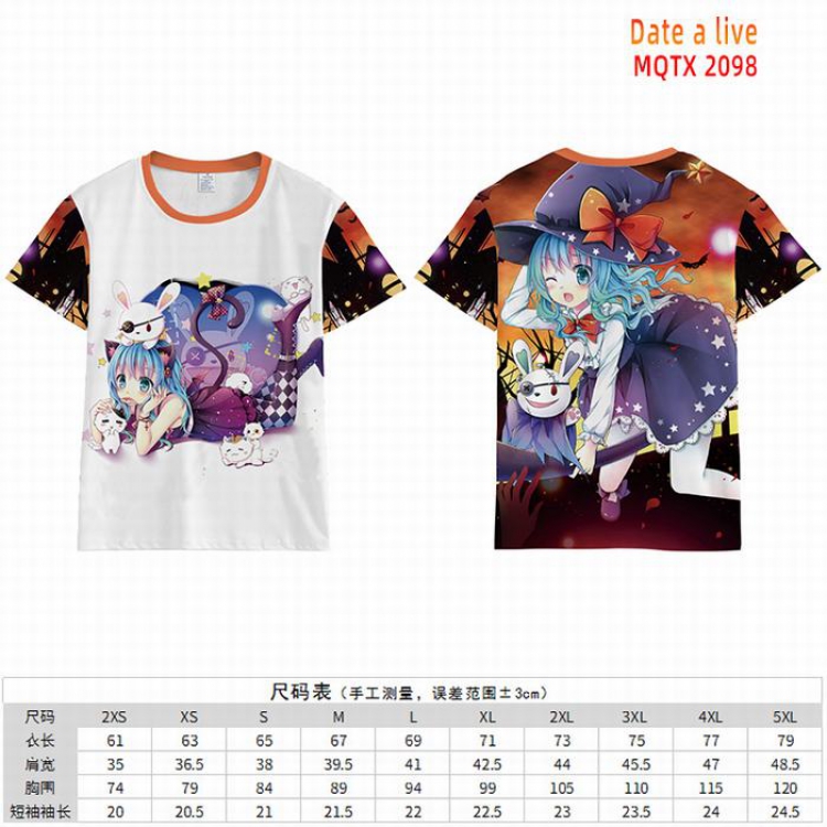 Date-A-Live Full color short sleeve t-shirt 10 sizes from 2XS to 5XL MQTX-2098