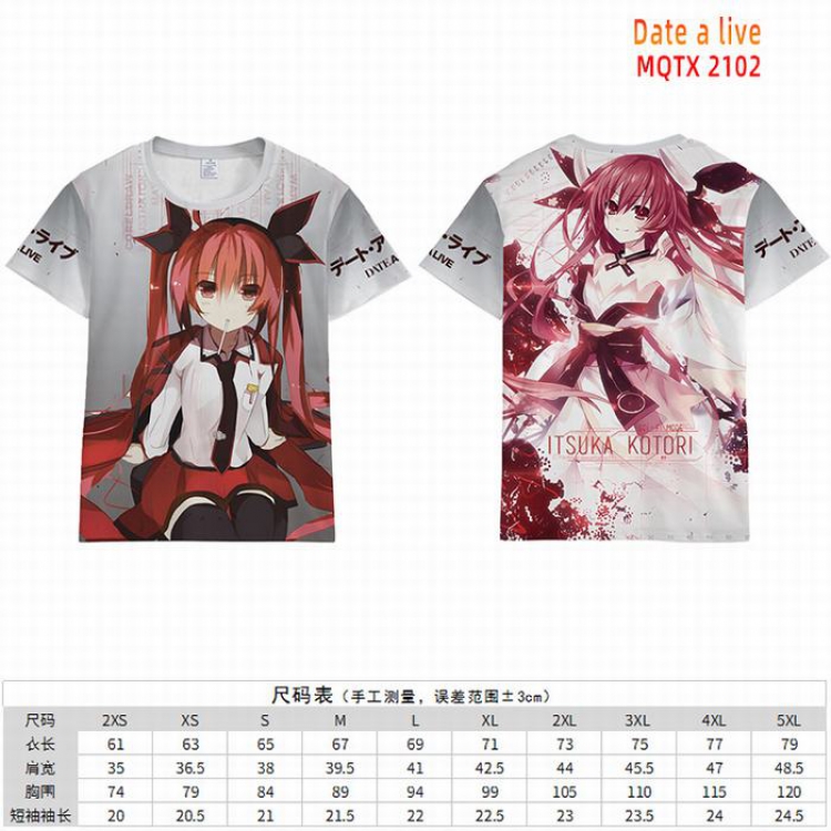 Date-A-Live Full color short sleeve t-shirt 10 sizes from 2XS to 5XL MQTX-2102