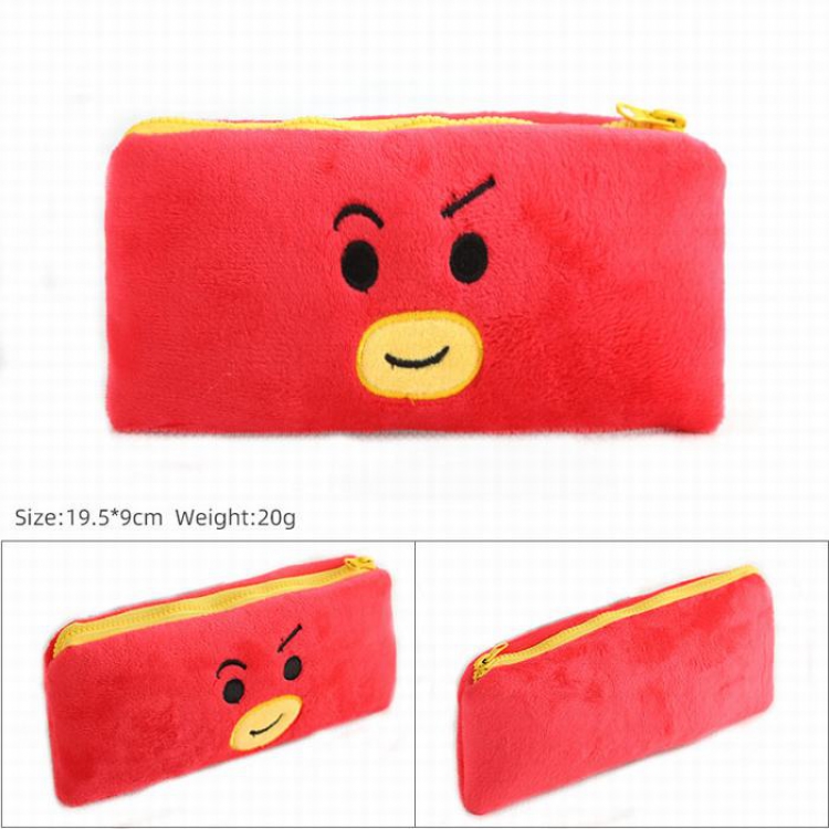 BTS Red love Plush cloth 3D pencil case Cartoon student pencil case storage bag 19.5X9CM 20G