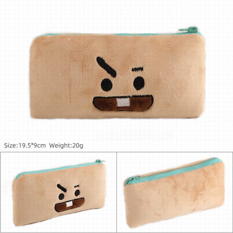 BTS Brown biscuit Pink bunny Plush cloth 3D pencil case Cartoon student pencil case storage bag 19.5X9CM 20G