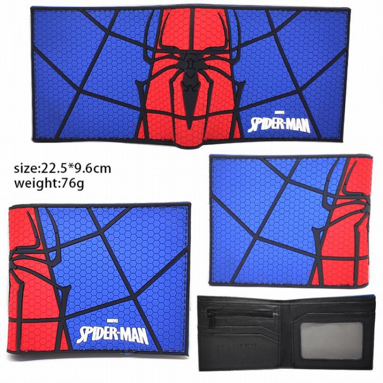 Spiderman blue Short two fold silicone wallet