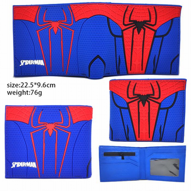 Spiderman blue Short two fold silicone wallet