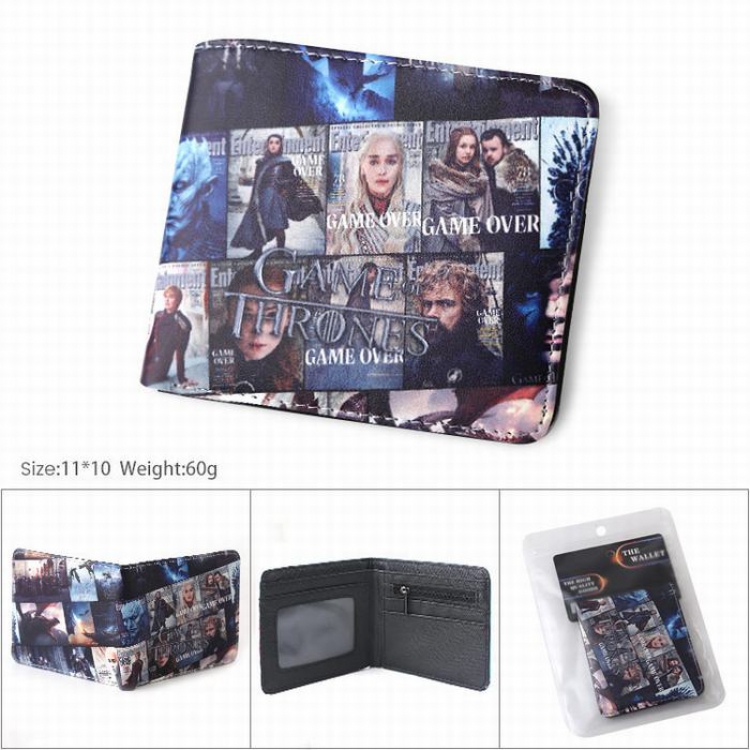 Game of Thrones Full color matte blister card packaging two fold silkscreen wallet