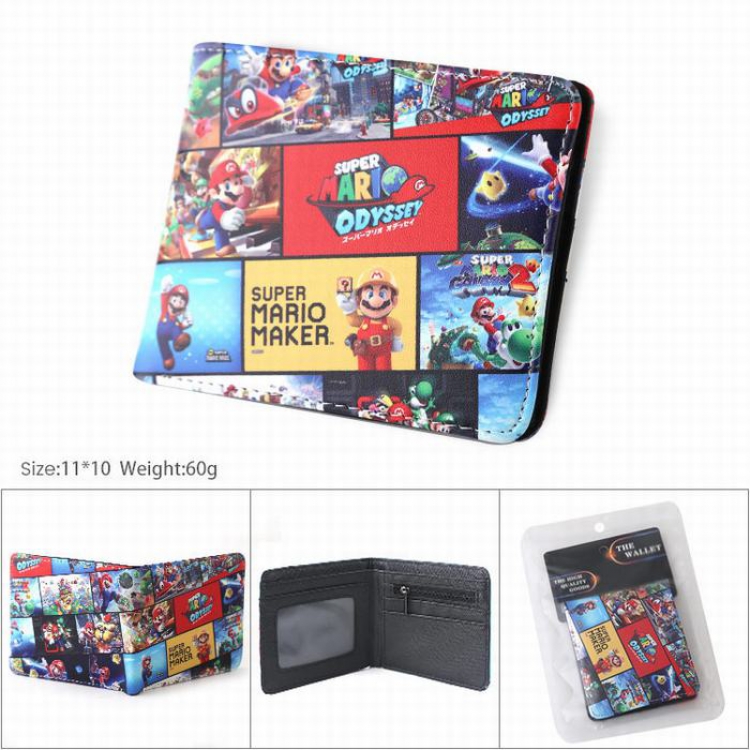 Super Mario Bros Full color matte blister card packaging two fold silkscreen wallet