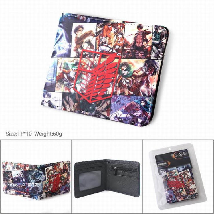 Attack on Titan Full color matte blister card packaging two fold silkscreen wallet