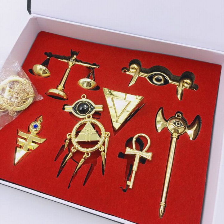 Yugioh a set of eight Gold Keychain Pendant Necklace Pendant Set
