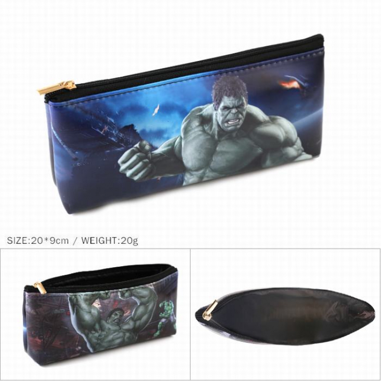 The Avengers Robert Bruce Banner Zipper PU pencil case Pencil Bag 20X9CM 20G