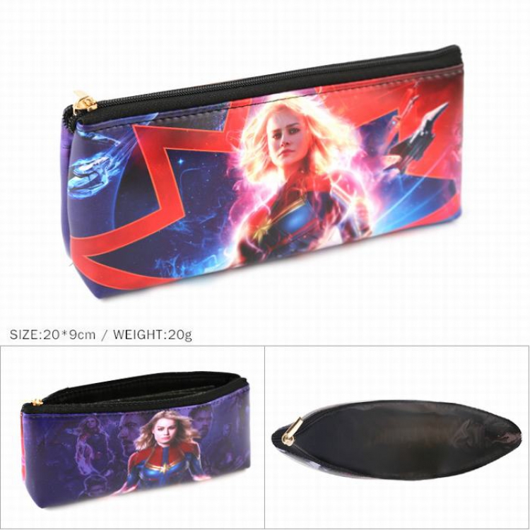 The Avengers Captain Marvel Zipper PU pencil case Pencil Bag 20X9CM 20G