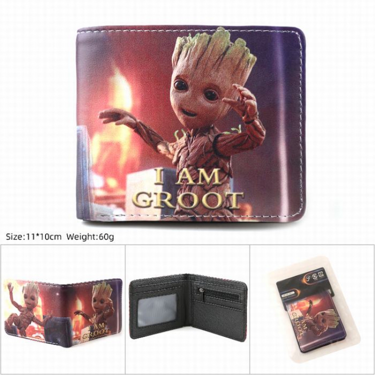 The Avengers Groot PU Twill two-fold short wallet 11X10CM