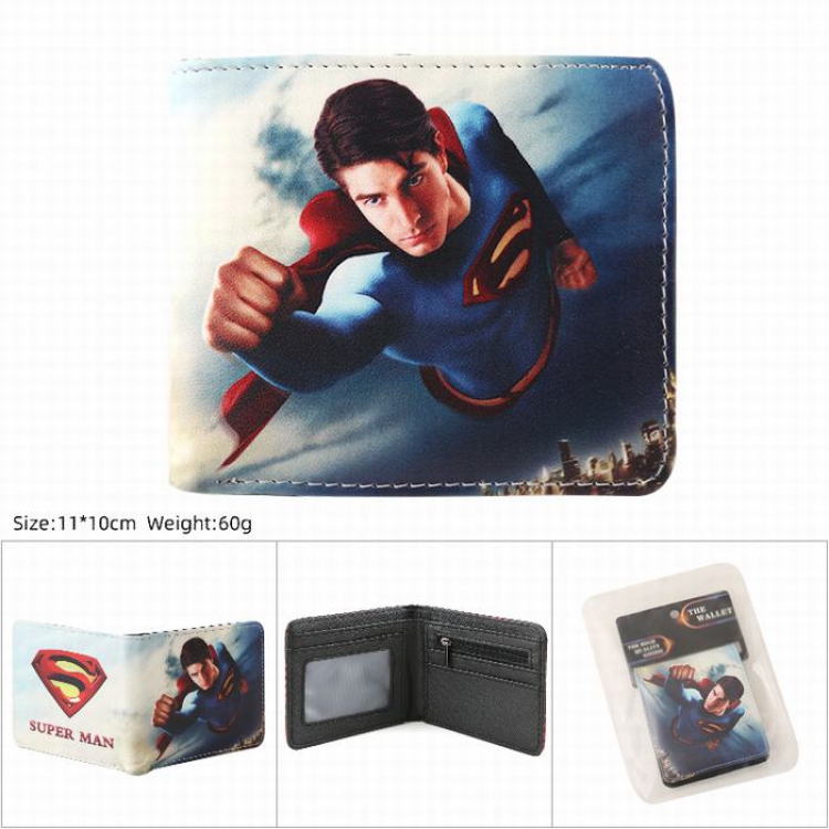 The Avengers Flying superman  PU Twill two-fold short wallet 11X10CM