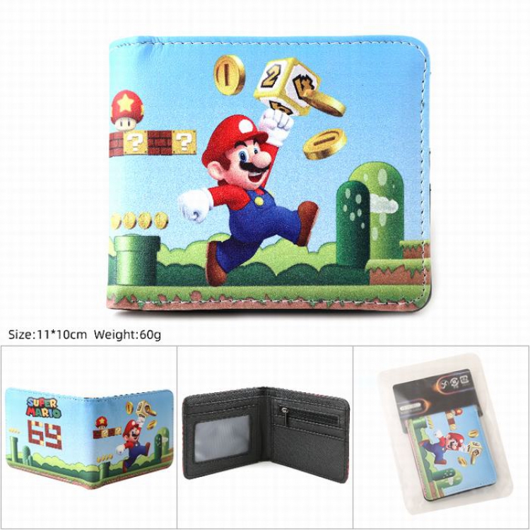 Super Mario Dragon Ball PU Twill two-fold short wallet 11X10CM