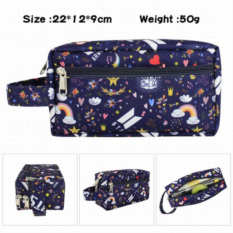 BTS-1 Full color waterproof canvas multi-function large capacity pencil case cosmetic bag