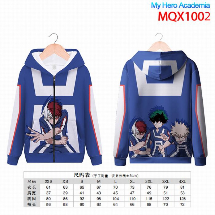 My Hero Academia Full color zipper hooded Patch pocket Coat Hoodie 9 sizes from XXS to 4XL MQX1002