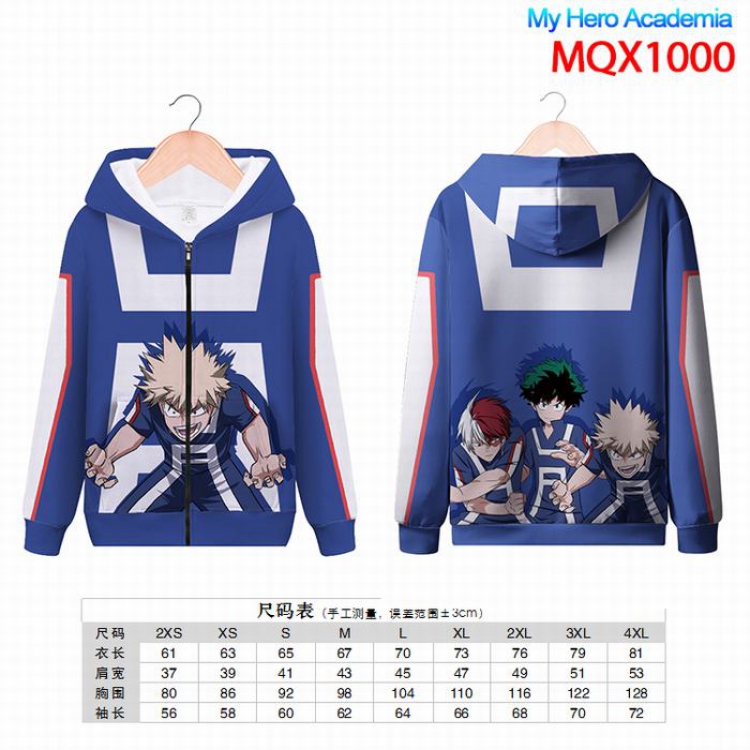 My Hero Academia Full color zipper hooded Patch pocket Coat Hoodie 9 sizes from XXS to 4XL MQX1000