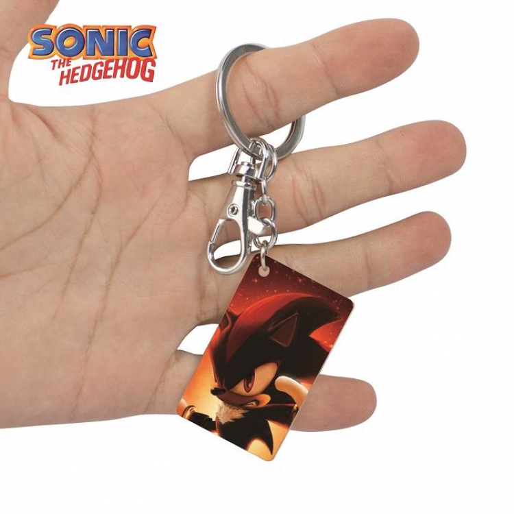Sonic The Heogehog-12 Anime Acrylic Color Map Keychain Pendant