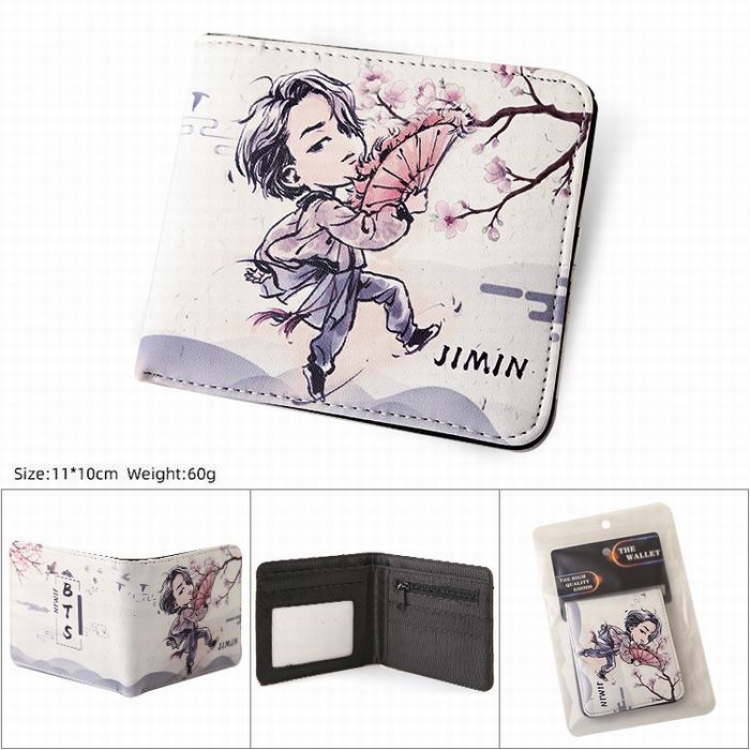 BTS JIMIN  PU Twill two fold short wallet wallet 11X10CM