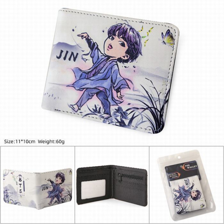 BTS JIN PU Twill two fold short wallet wallet 11X10CM