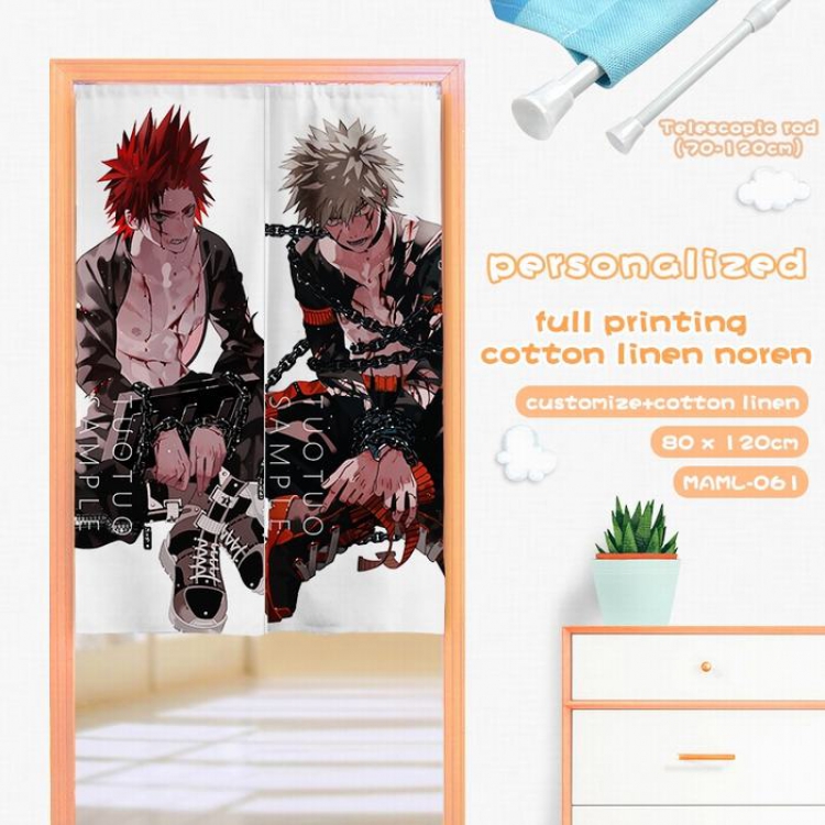 My Hero Academia cotton and linen color printing curtain Adjustable telescopic rod 80X120CM MAML061